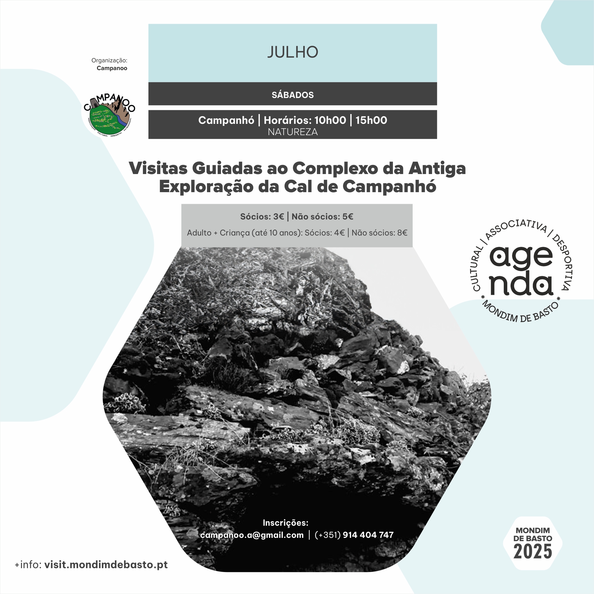2025/07/05 (Todos os sábados) | Visitas guiadas ao Antigo Complexo de Exploração da Cal de Campanhó 