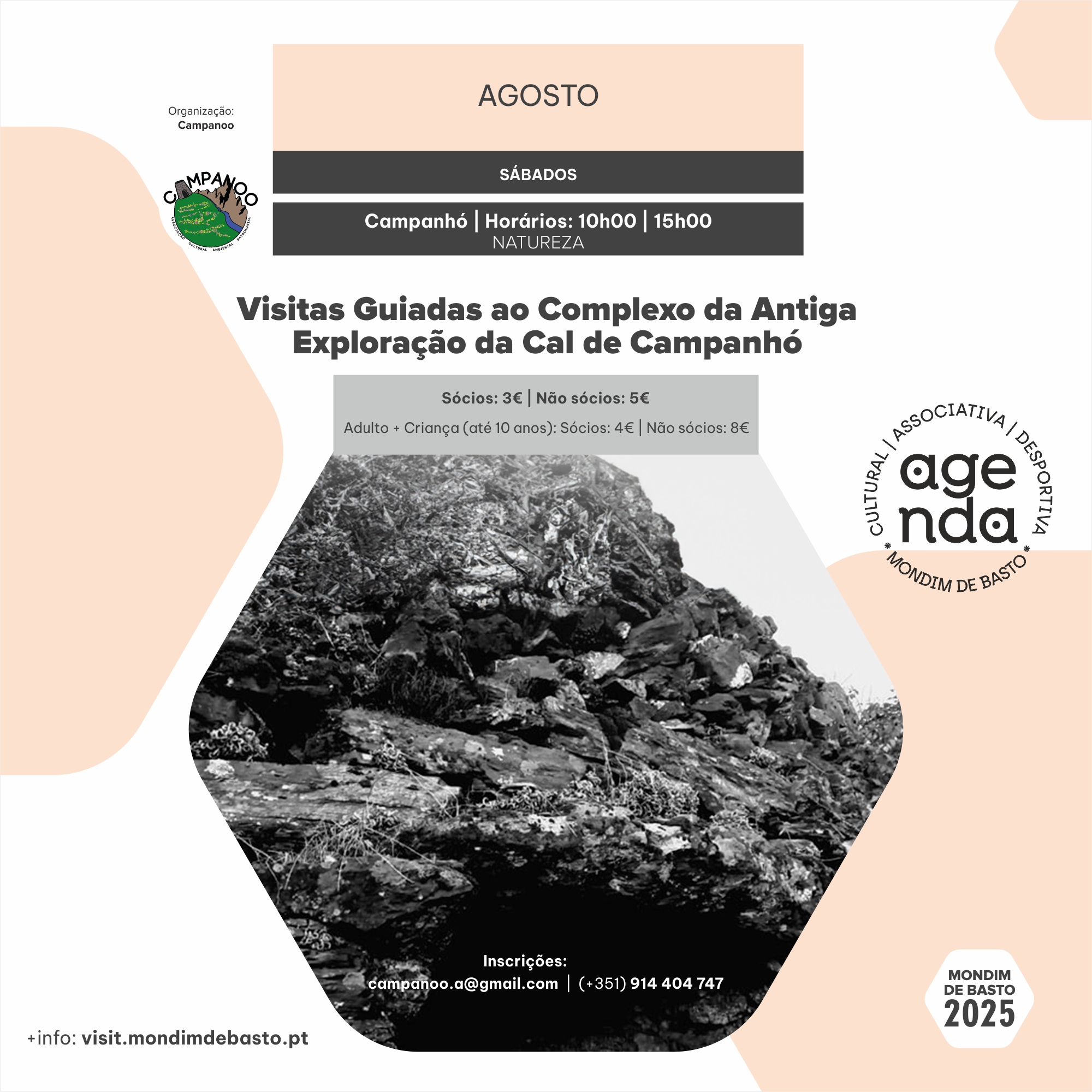 2025/08/02 (Todos os sábados) | Visitas guiadas ao Antigo Complexo de Exploração da Cal de Campanhó 