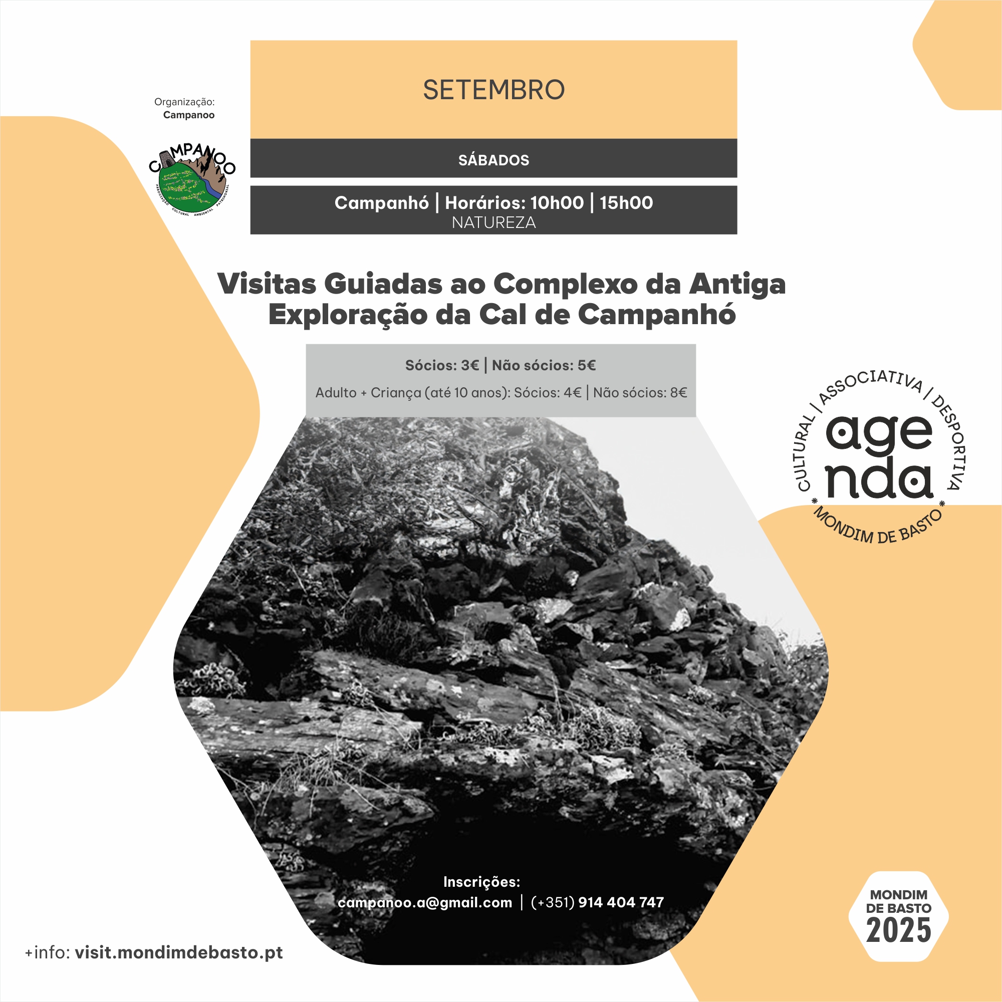 2025/09/06 (Todos os sábados) | Visitas guiadas ao Antigo Complexo de Exploração da Cal de Campanhó 